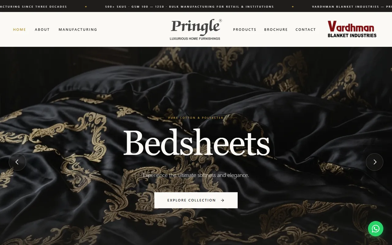 Pringle Corporate Website interface preview