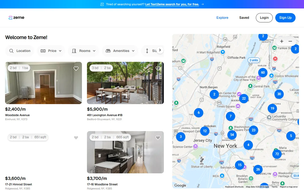 Zeme Renting Platform interface preview